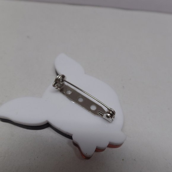 Adorable Acrylic French Bulldog w.Pink Bow Brooch - Picture 2 of 3